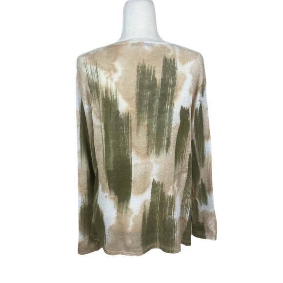 Melarosa Italy Linen Printed V-Neck Sweater Watercolor Size Medium Artsy Unique - Picture 5 of 10